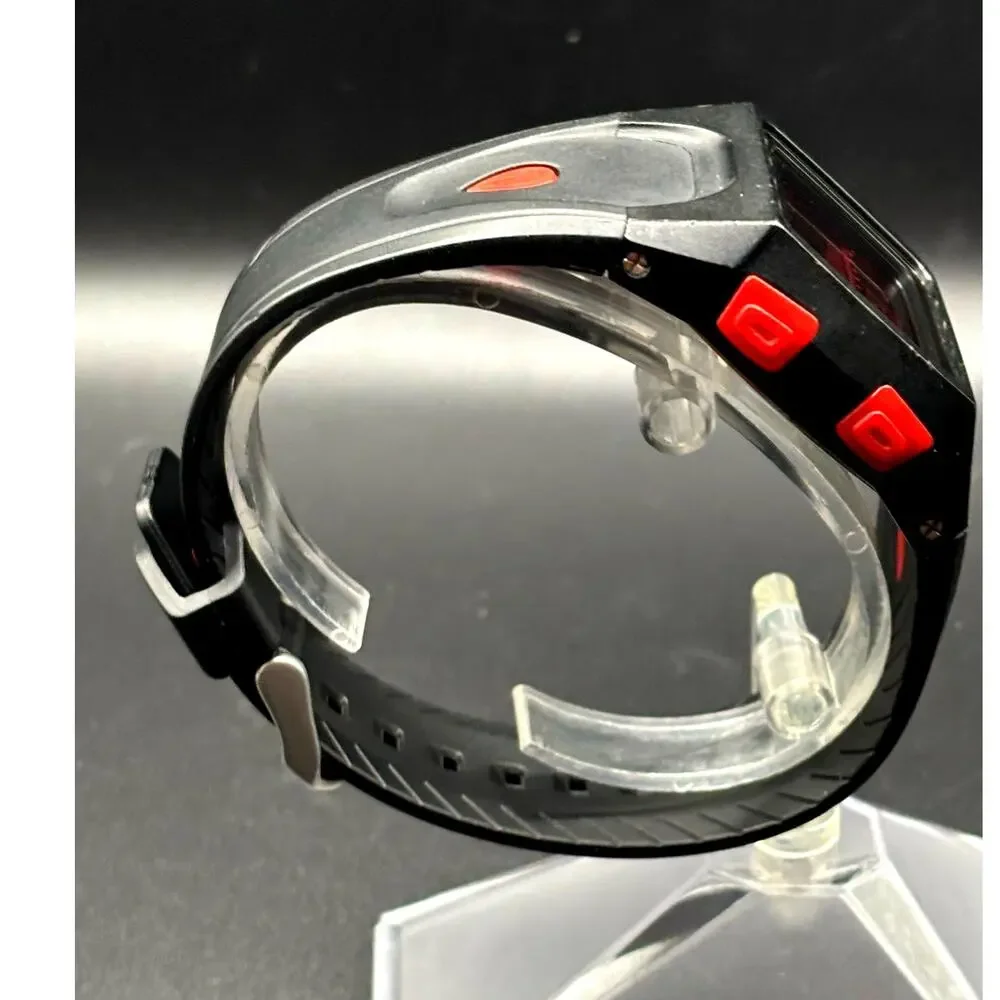 Nixon Lodown Digital Tide Surf Watch Black Red 100M Water Resistant
